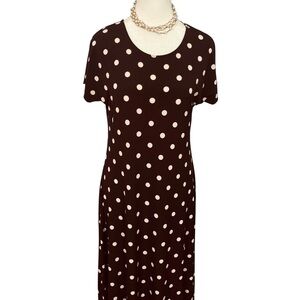 NWOT Attitudes‎ by Renee Brown & White Polka Dot Maxi Dress Size Small 
Petite
